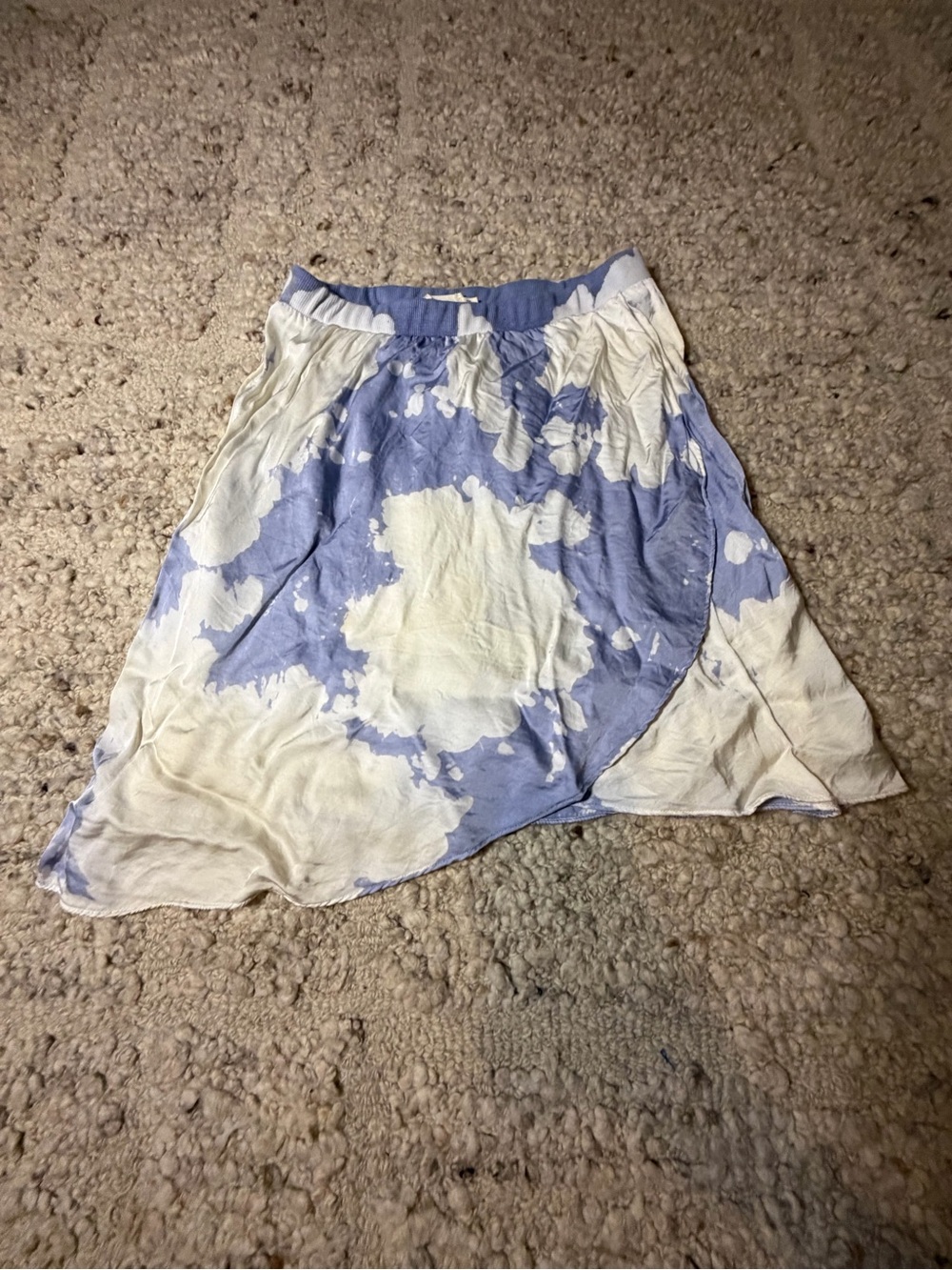 Nation LTD Blue and White Asymmetrical Tie-Dye Skirt